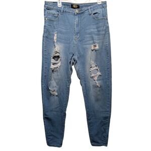 BBA Light Blue Distressed Light Wash Stretch Jeans Women's Size 2XL